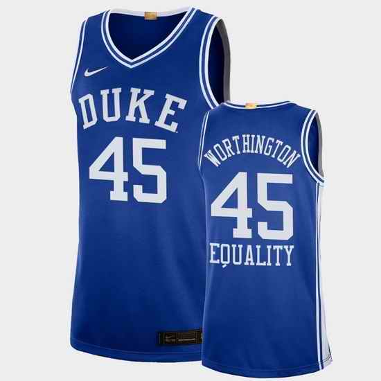 Men Duke Blue Devils Keenan Worthington Equality Social Justice Blue College Basketball Jersey
